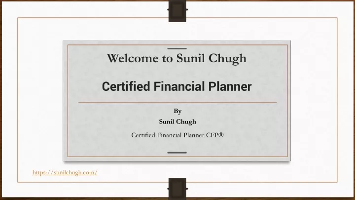 welcome to sunil chugh certified financial planner