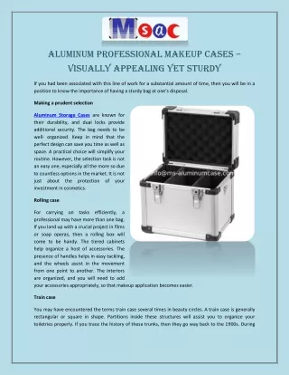 Aluminum Professional Makeup Cases – Visually Appealing Yet Sturdy