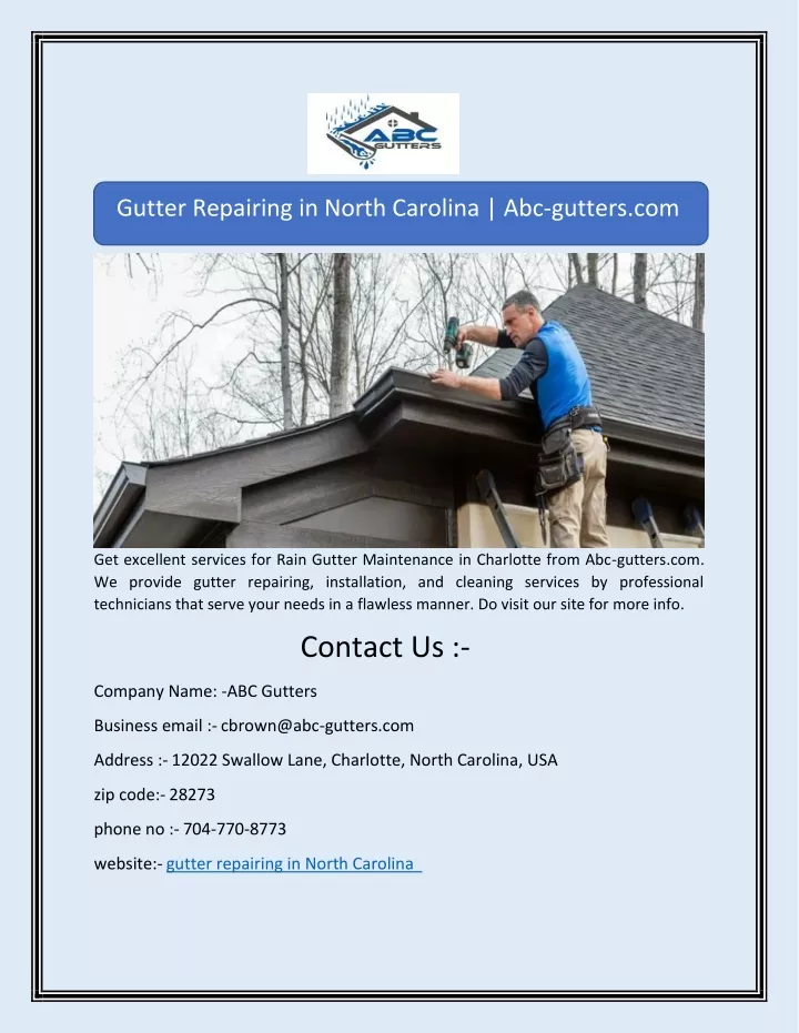 gutter repairing in north carolina abc gutters com