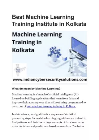 best machine learning training institute