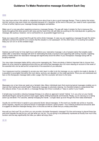 guidance to make restorative massage excellent