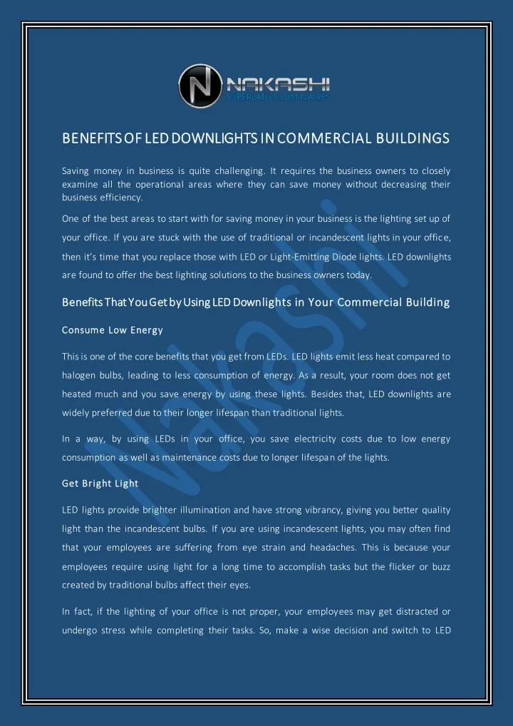 PPT - BENEFITS OF LED DOWNLIGHTS IN COMMERCIAL BUILDINGS PowerPoint ...