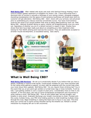 Well Being CBD - Best Pain Relief Formula