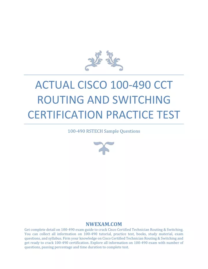 actual cisco 100 490 cct routing and switching