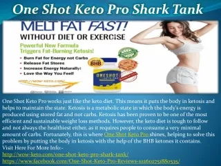 One Shot  Keto Pro Shark Tank
