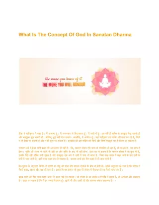 What is The Concept Of God In Sanatan Dharma