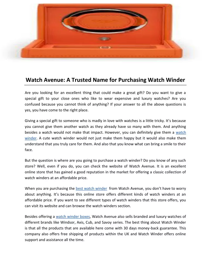 watch avenue a trusted name for purchasing watch