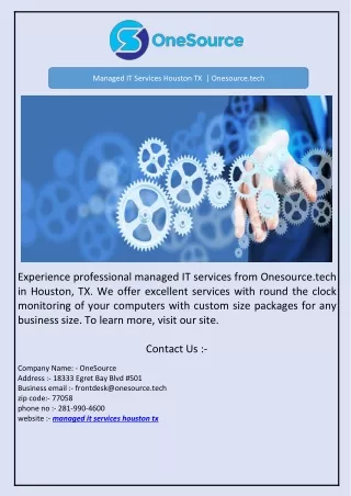 managed it services houston tx onesource tech