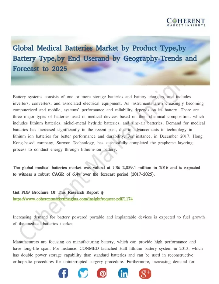 global medical batteries market by product type