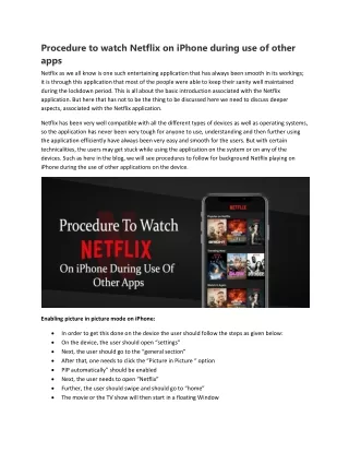 procedure to watch netflix on iphone during