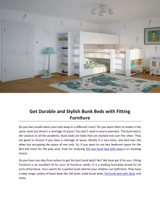 get durable and stylish bunk beds with fitting