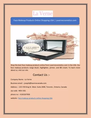 Face Makeup Products Online Shopping USA | Lavernecosmetics.com