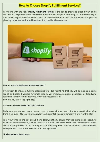 how to choose shopify fulfillment services