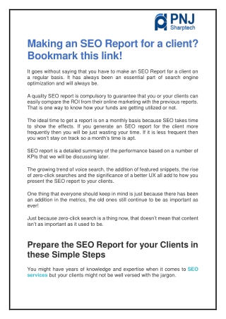 making an seo report for a client bookmark this