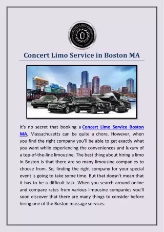 Concert Limo Service in Boston MA