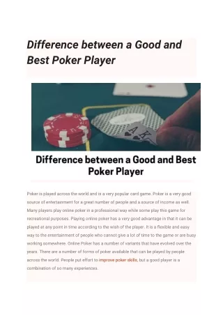 difference between a good and best poker player