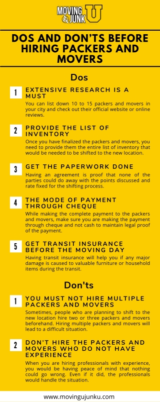 Dos and Don’ts Before Hiring Packers and Movers