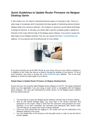 quick guidelines to update router firmware