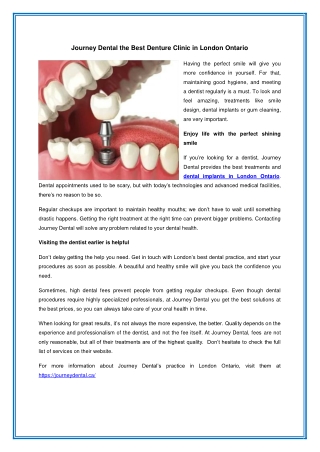Journey Dental the Best Denture Clinic in London Ontario