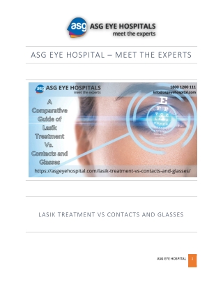 Read the Comparative Guide of Lasik Treatment Vs Contact lenses and Glasses