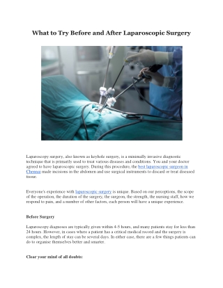 what to try before and after laparoscopic surgery