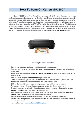 How To Scan On Canon Mg2500 Printer? - Easy Guidelines