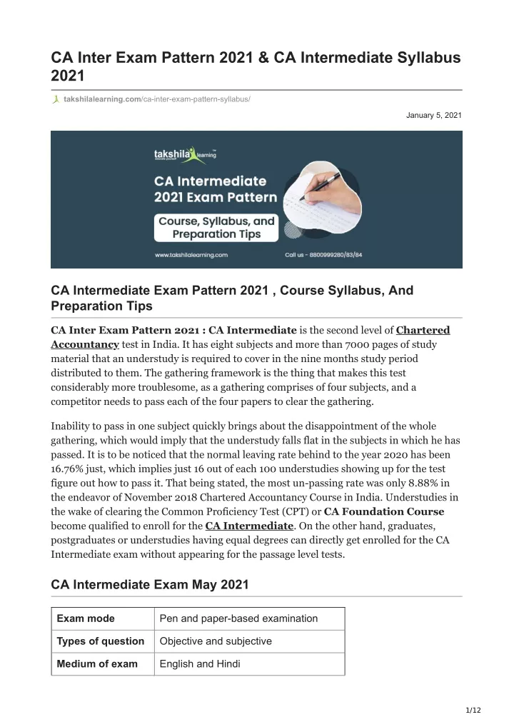 ca inter exam pattern 2021 ca intermediate