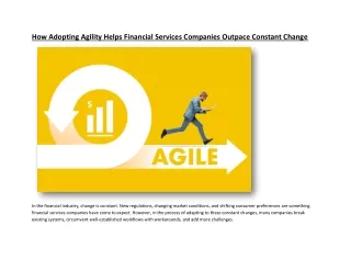 How adopting agility helps financial services companies outpace constant change