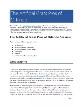 the artificial grass pros of orlando