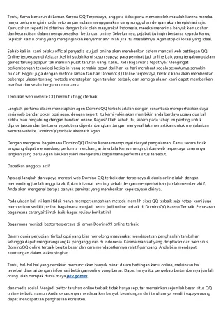 tentu kamu bertaruh di laman karena qq terpercaya