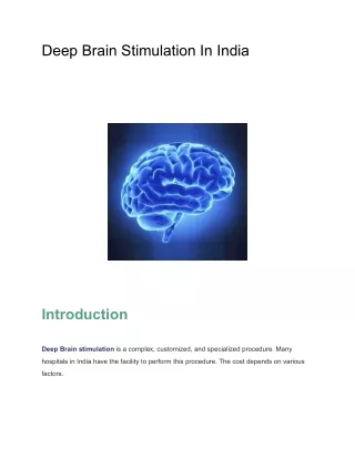 Deep Brain Stimulation In India