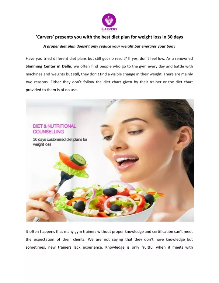 carvers presents you with the best diet plan