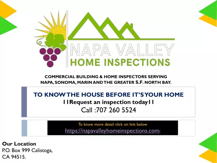 commercial building home inspectors serving napa
