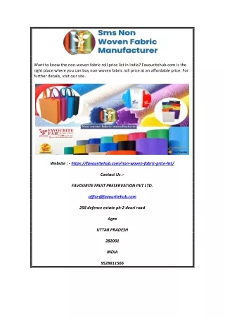 want to know the non woven fabric roll price list