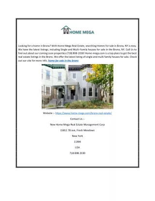 looking for a home in bronx with home mega real