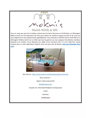 Hotel Spa Allemagne Foret Noire | Moknis.com/fr