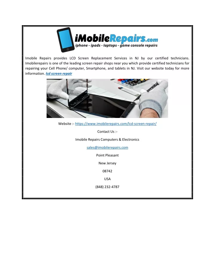imobile repairs provides lcd screen replacement