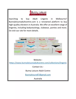 Adult Lingerie Melbourne | Bunnyleisureadultcentre.com