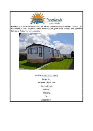 Caravan Park Cornwall | Roselands.co.uk