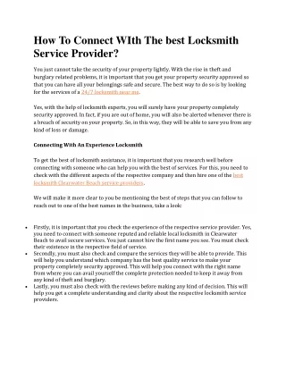 how to connect with the best locksmith service
