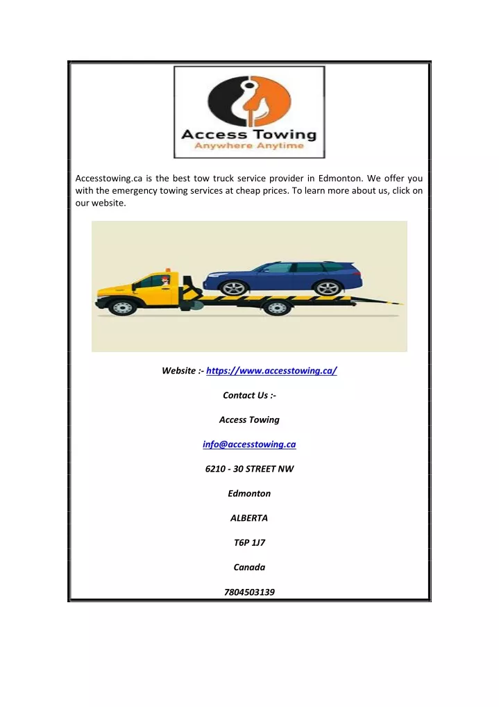 accesstowing ca is the best tow truck service