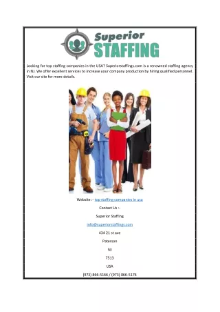 Top Staffing Companies in USA | Superiorstaffings.com