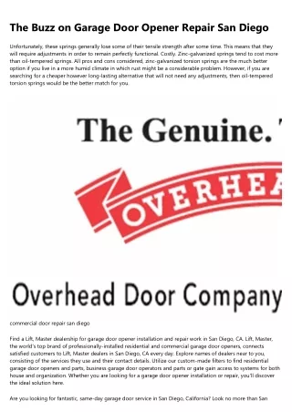 the buzz on garage door opener repair san diego