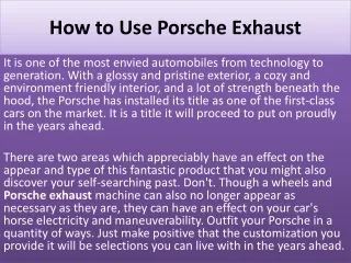 how to use porsche exhaust