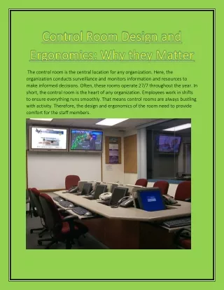 the control room is the central location