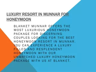 luxury resort in munnar for honeymoon