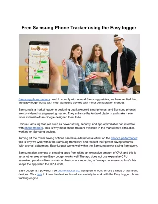 Free Samsung Phone Tracker using the Easy logger