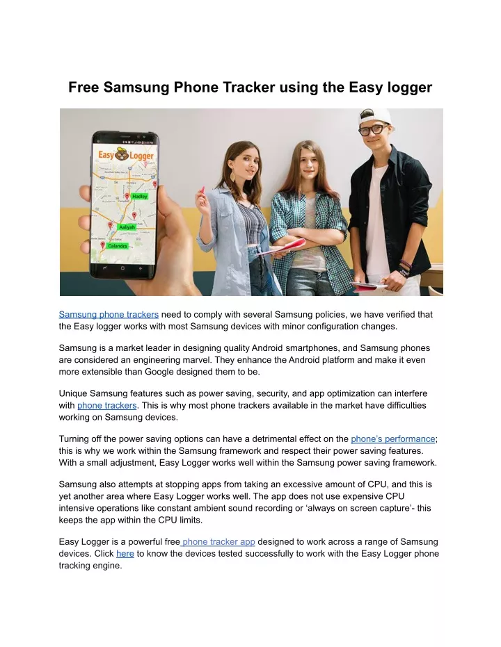 free samsung phone tracker using the easy logger