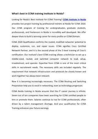 what s best in ccna training institute in noida