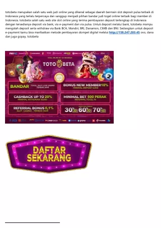totobeta merupakan salah satu web judi online